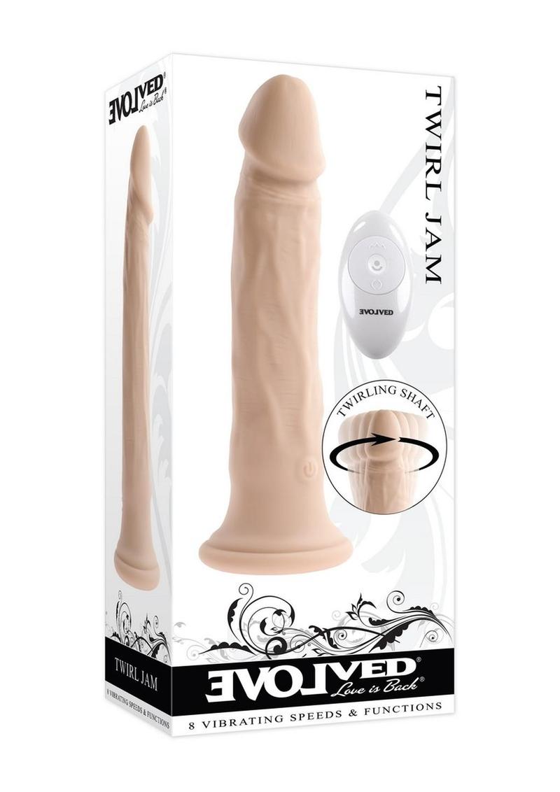 Evolved Twirl Jam Silicone Vibrating Dildo with Remote Control