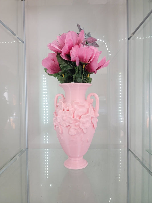 Vintage-Inspired Pink Floral Vase – 3D-Printed Elegance