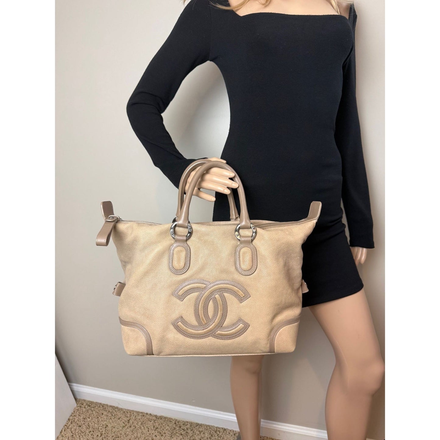 Chanel Washed Beige Calfskin Tote Bag