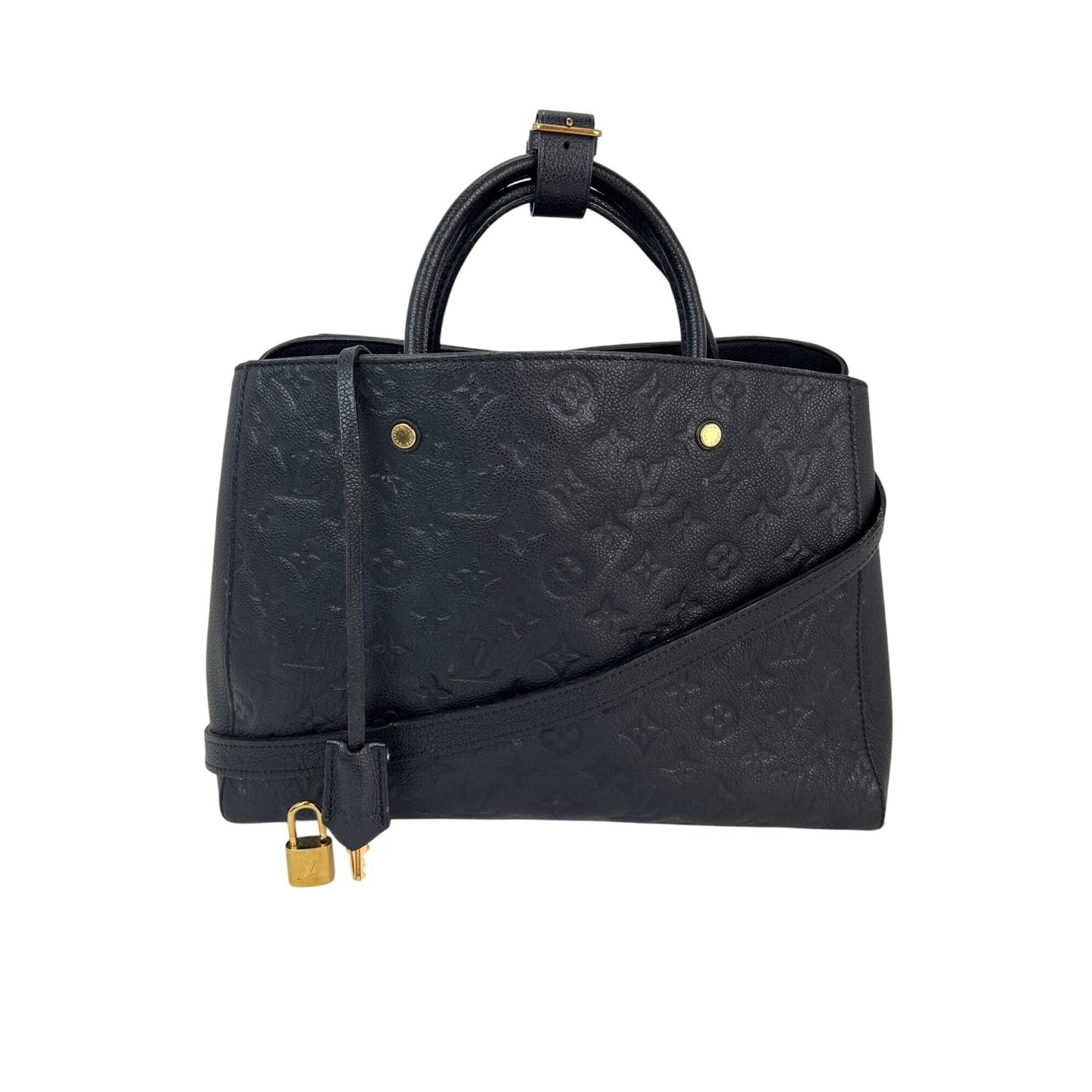 Sac à bandoulière Louis Vuitton Montaigne GM en cuir noir Empriente