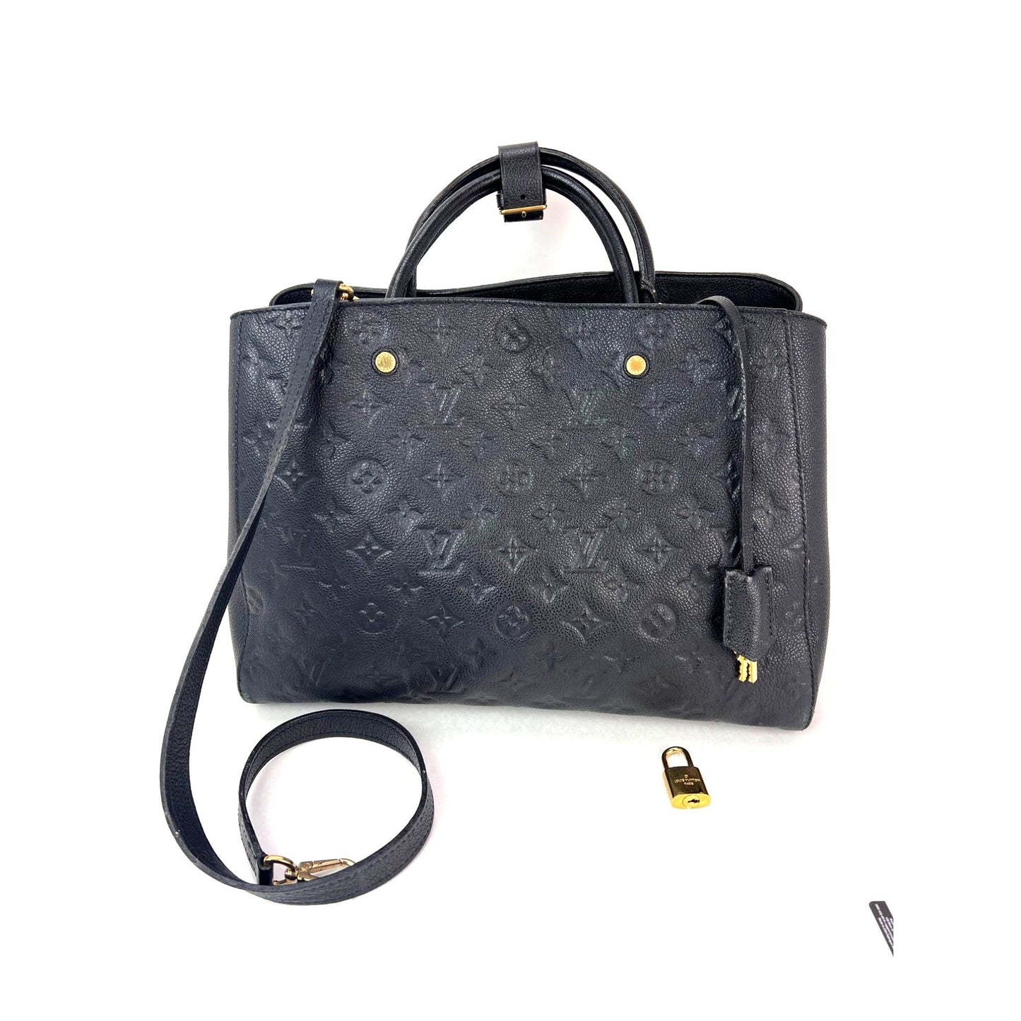 Sac à bandoulière Louis Vuitton Montaigne GM en cuir noir Empriente
