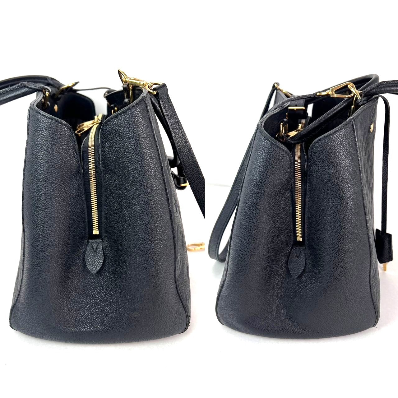 Sac à bandoulière Louis Vuitton Montaigne GM en cuir noir Empriente