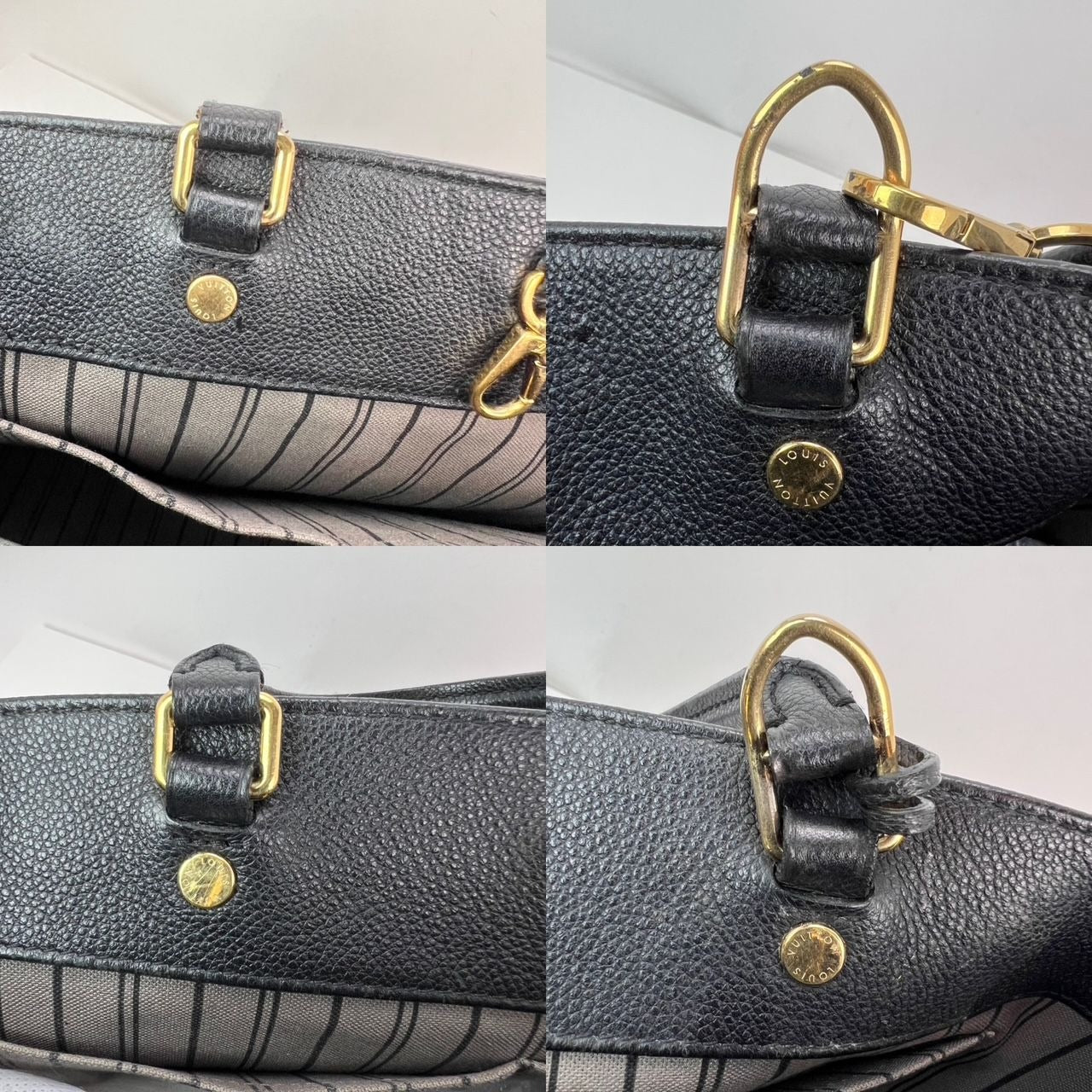 Sac à bandoulière Louis Vuitton Montaigne GM en cuir noir Empriente