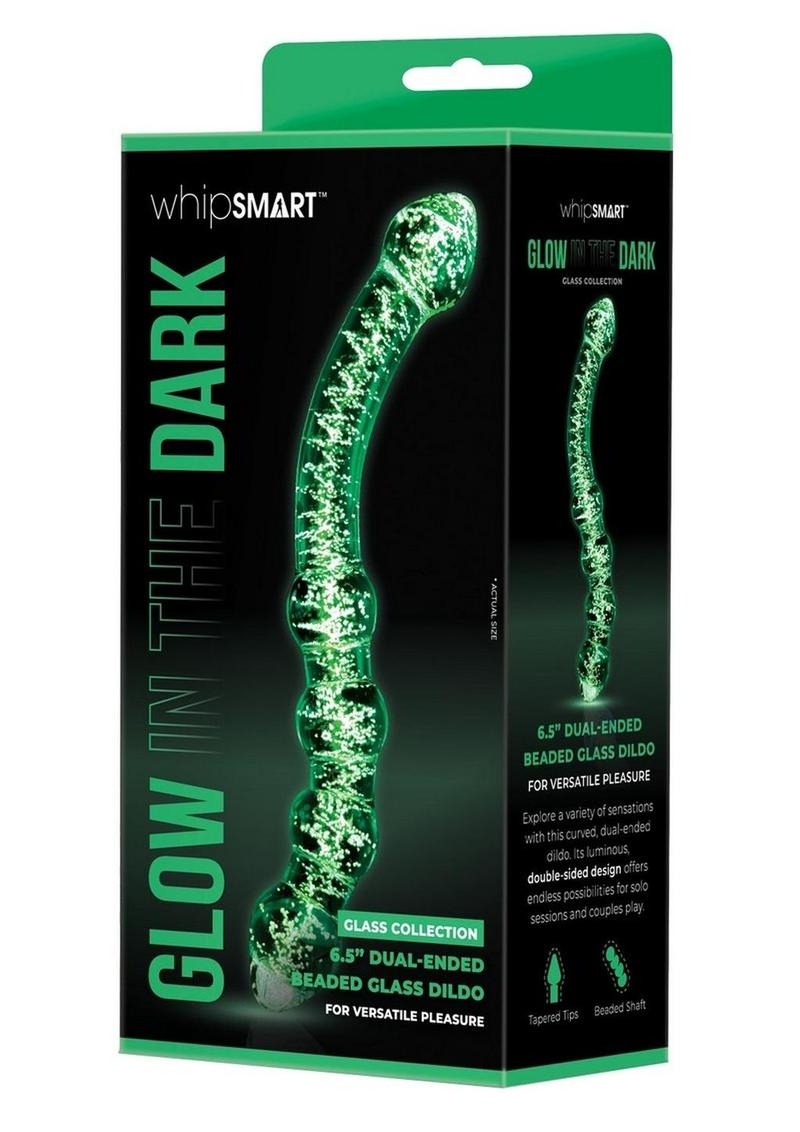 WhipSmart Glow in the Dark Dual Ended Beaded Glass Dildo