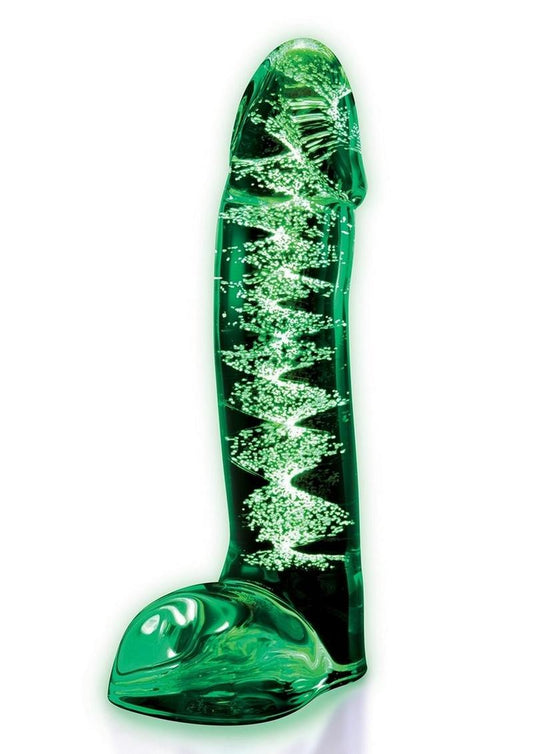 WhipSmart Glow in the Dark Lifelike Glass Dildo with Balls