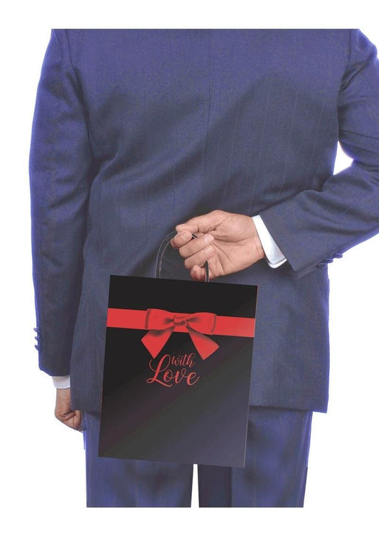 With Love Gift Bag Elegant Black Design With Red Bow