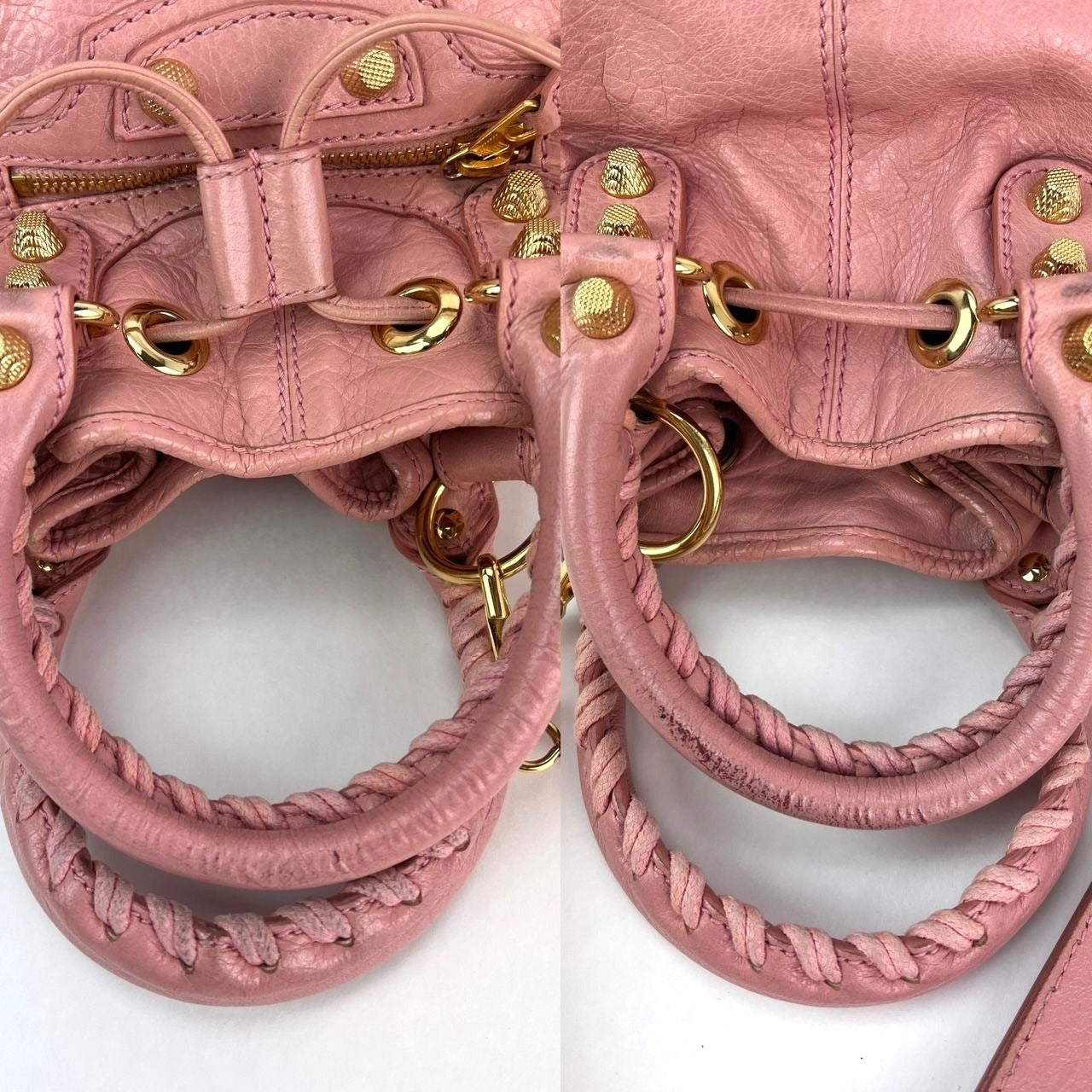 Balenciaga agneau Giant 12 Gold Hardware Mini Pompon Rose Pink Bucket Bag