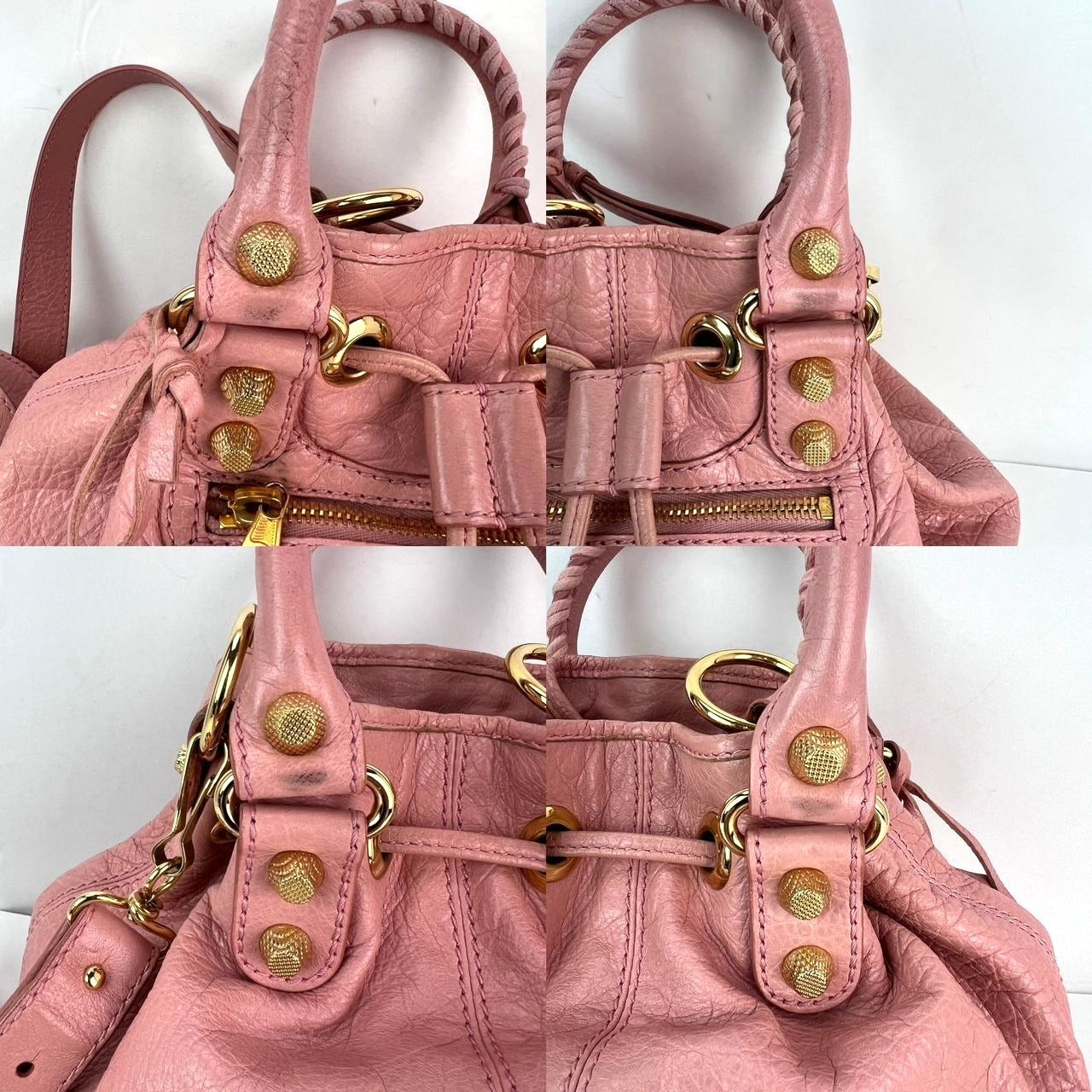 Balenciaga agneau Giant 12 Gold Hardware Mini Pompon Rose Pink Bucket Bag