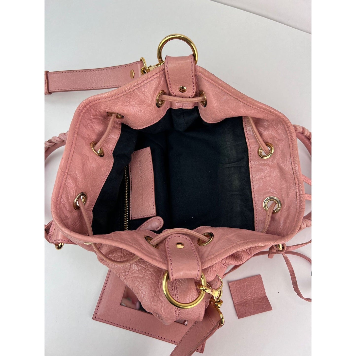 Balenciaga agneau Giant 12 Gold Hardware Mini Pompon Rose Pink Bucket Bag