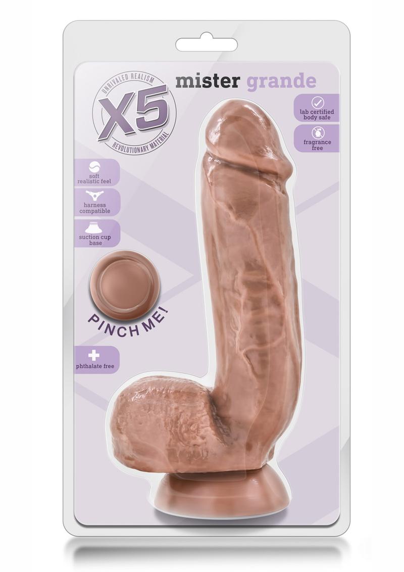 X5 Mister Grande Dildo with Balls Soft Realistic Feel Suction Cup