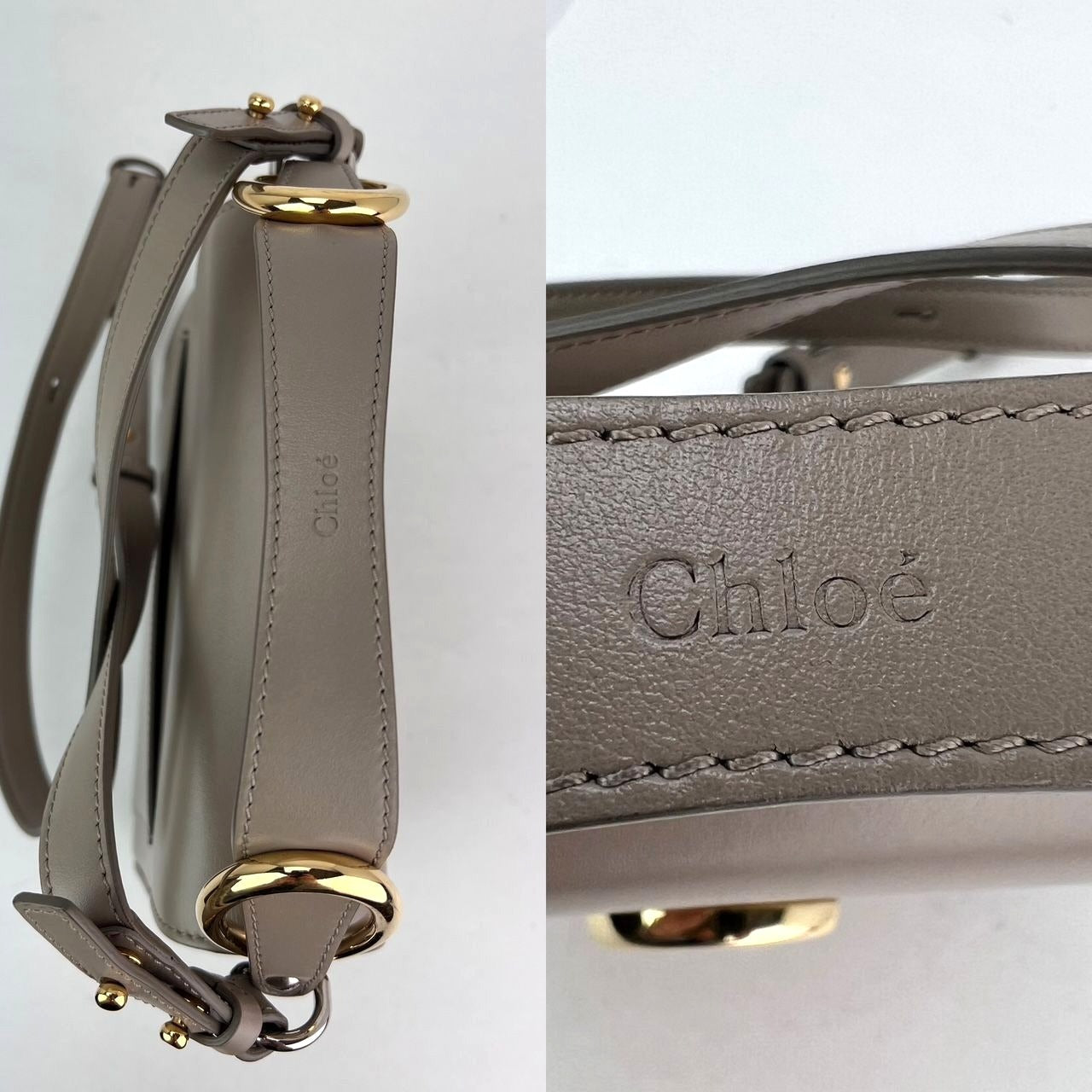 Chloe Shiny Calfskin Suede Small C Motty Gray Shoulder Bag