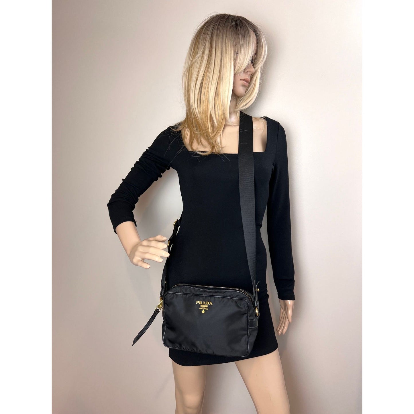 Prada Tessuto Nylon Bandoliera Black Crossbody Camera Bag