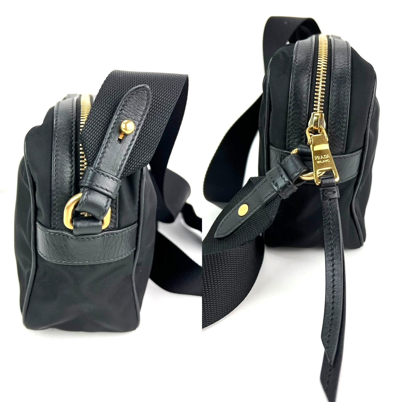 Prada Tessuto Nylon Bandoliera Black Crossbody Camera Bag