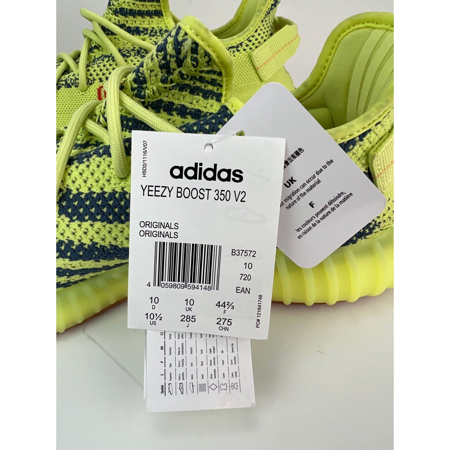 Baskets Yeezy Boost 350 V2 Semi Frozen Yellow par adidas USA pour hommes, pointure 40.5
