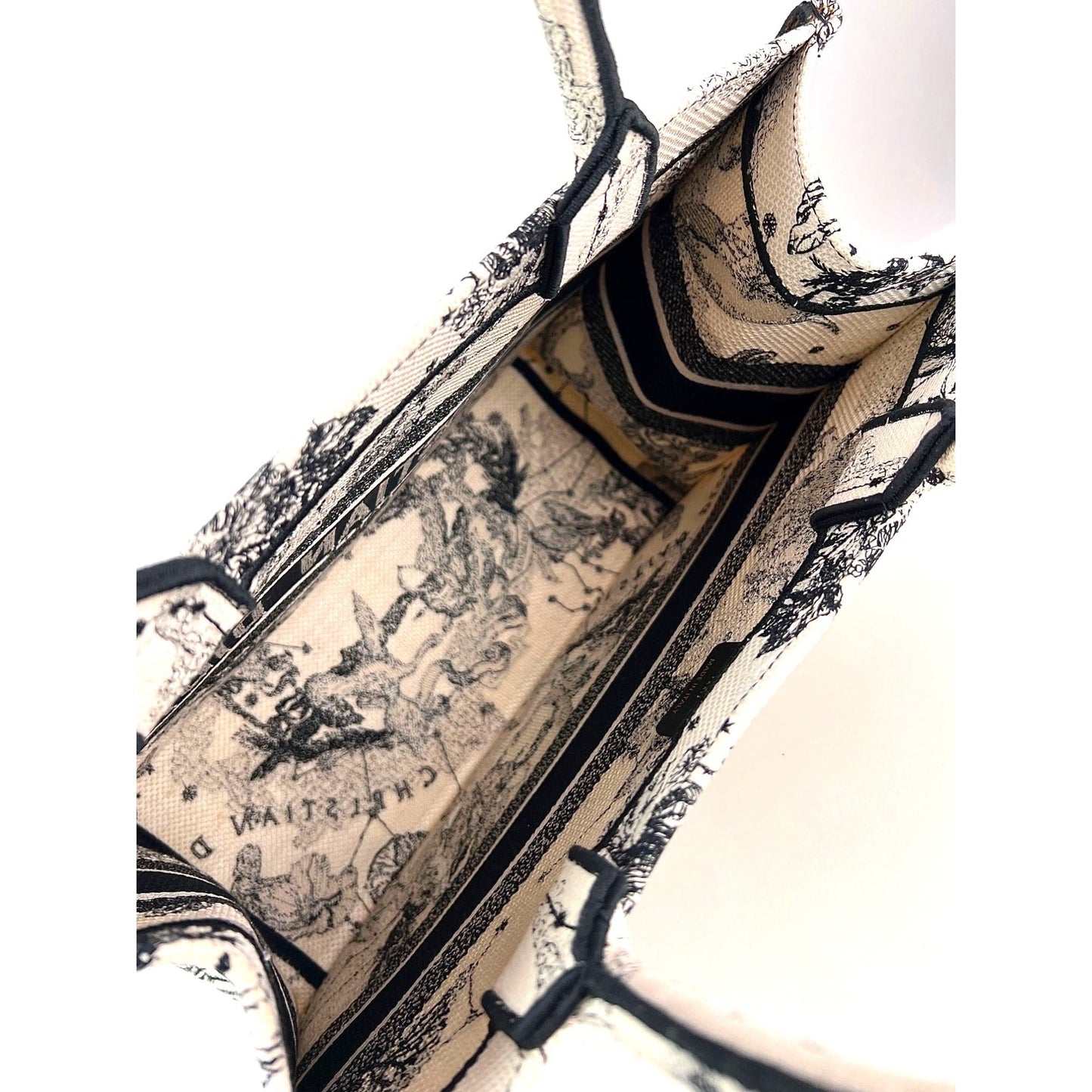 Christian Dior Book Embroidered Canvas Medium Stars and Signs Black Tote