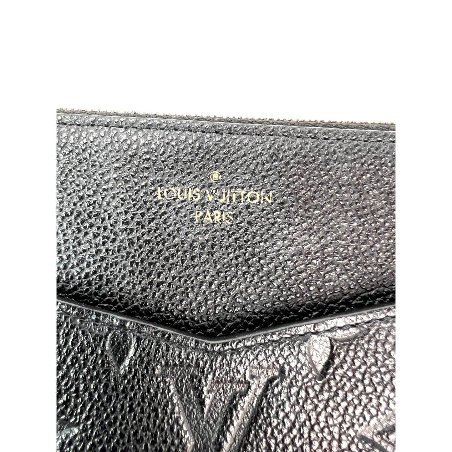 Louis Vuitton Melanie MM Black Leather Empriente Pochette Wristlet Bag