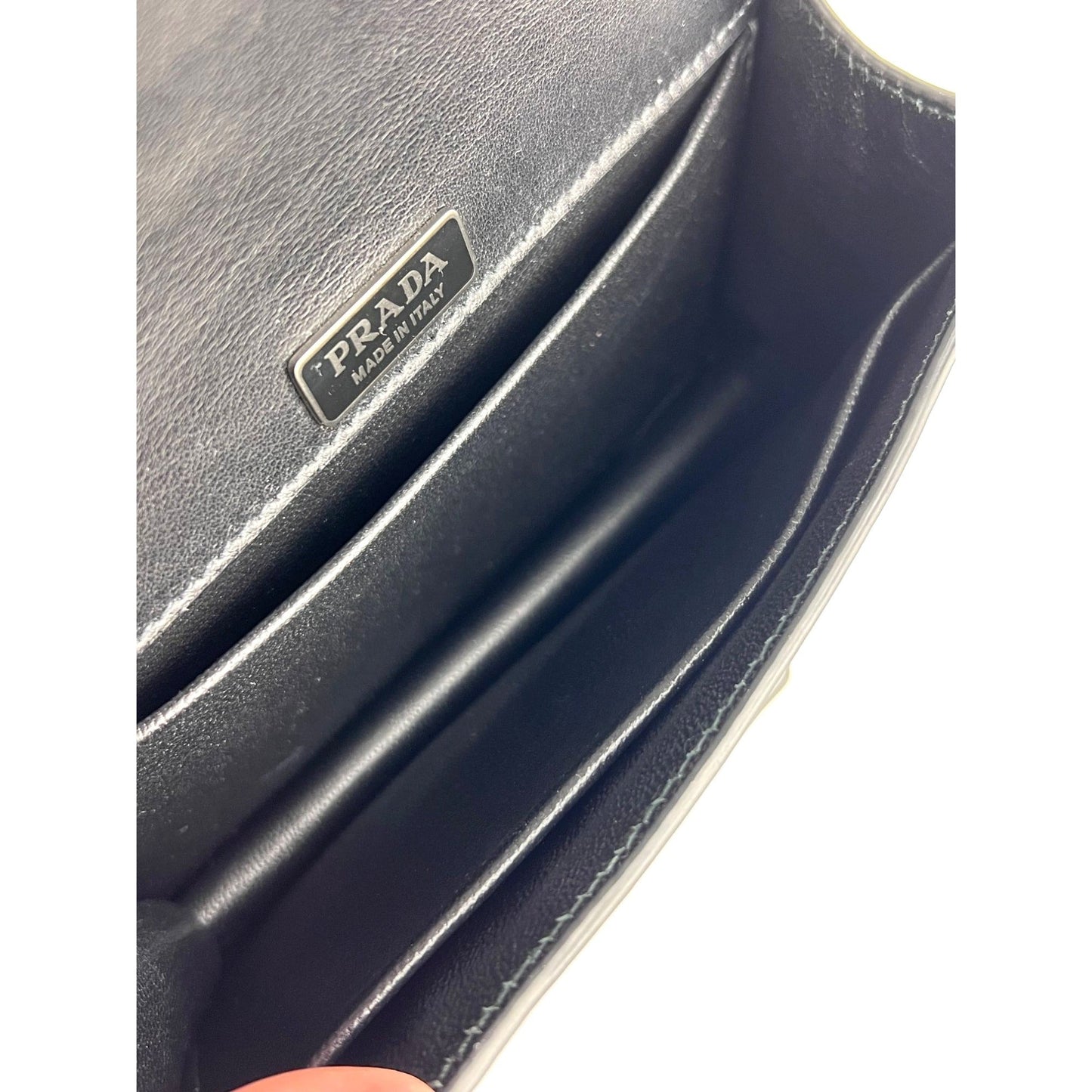 Prada City Calfskin Saffiano Studded Cahier Crossbody Clutch Bag Black