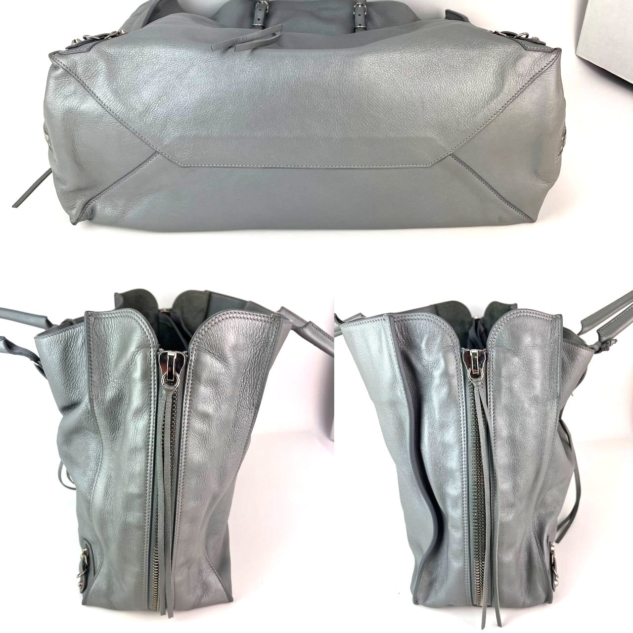 Balenciaga Veau Papier A4 Zip Around Grey Shoulder Bag