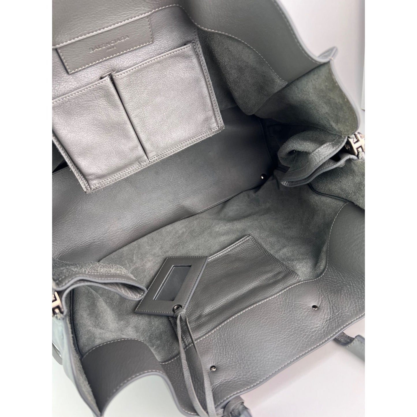 Balenciaga Veau Papier A4 Zip Around Grey Shoulder Bag