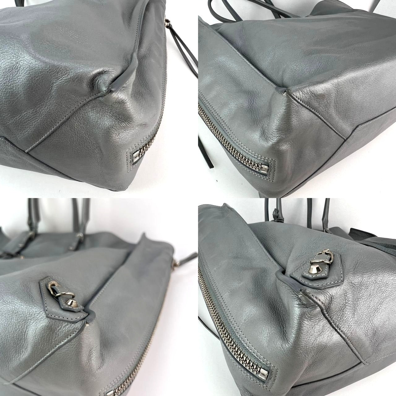 Balenciaga Veau Papier A4 Zip Around Grey Shoulder Bag