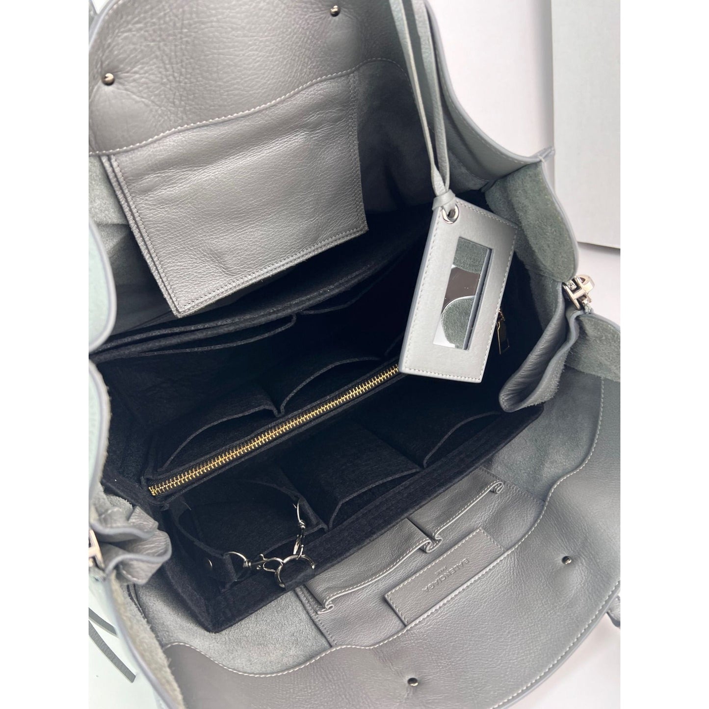 Balenciaga Veau Papier A4 Zip Around Grey Shoulder Bag
